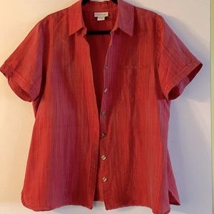 Avenue women’s Silk Button Down Short Sleeve Shirt